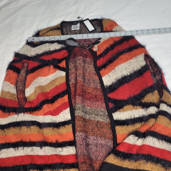VERTIGO PARIS‎ CAPE PONCHO Burnt Orange Fringe SIZE L/XL NWT Women's - Picture 7 of 9